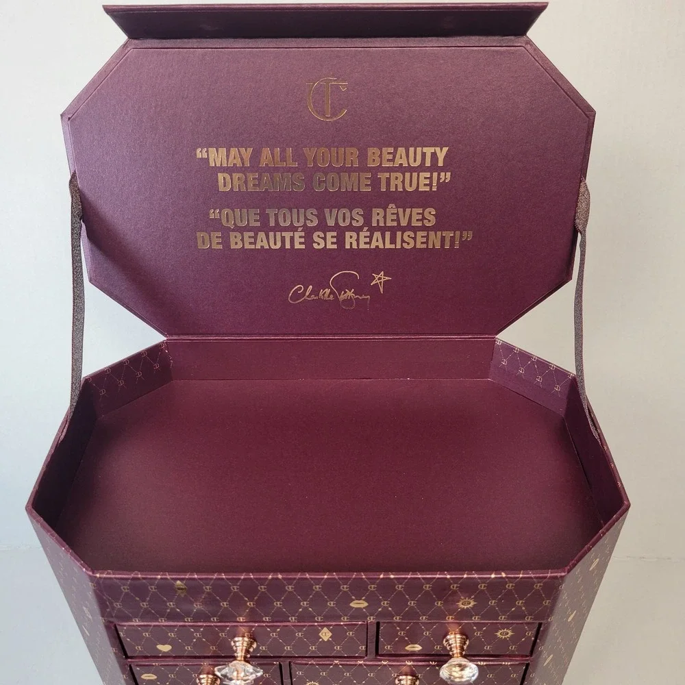 Charlotte Tilbury Advent Calendar 2023 Empty Jewelry Box Burgundy Gold Glam